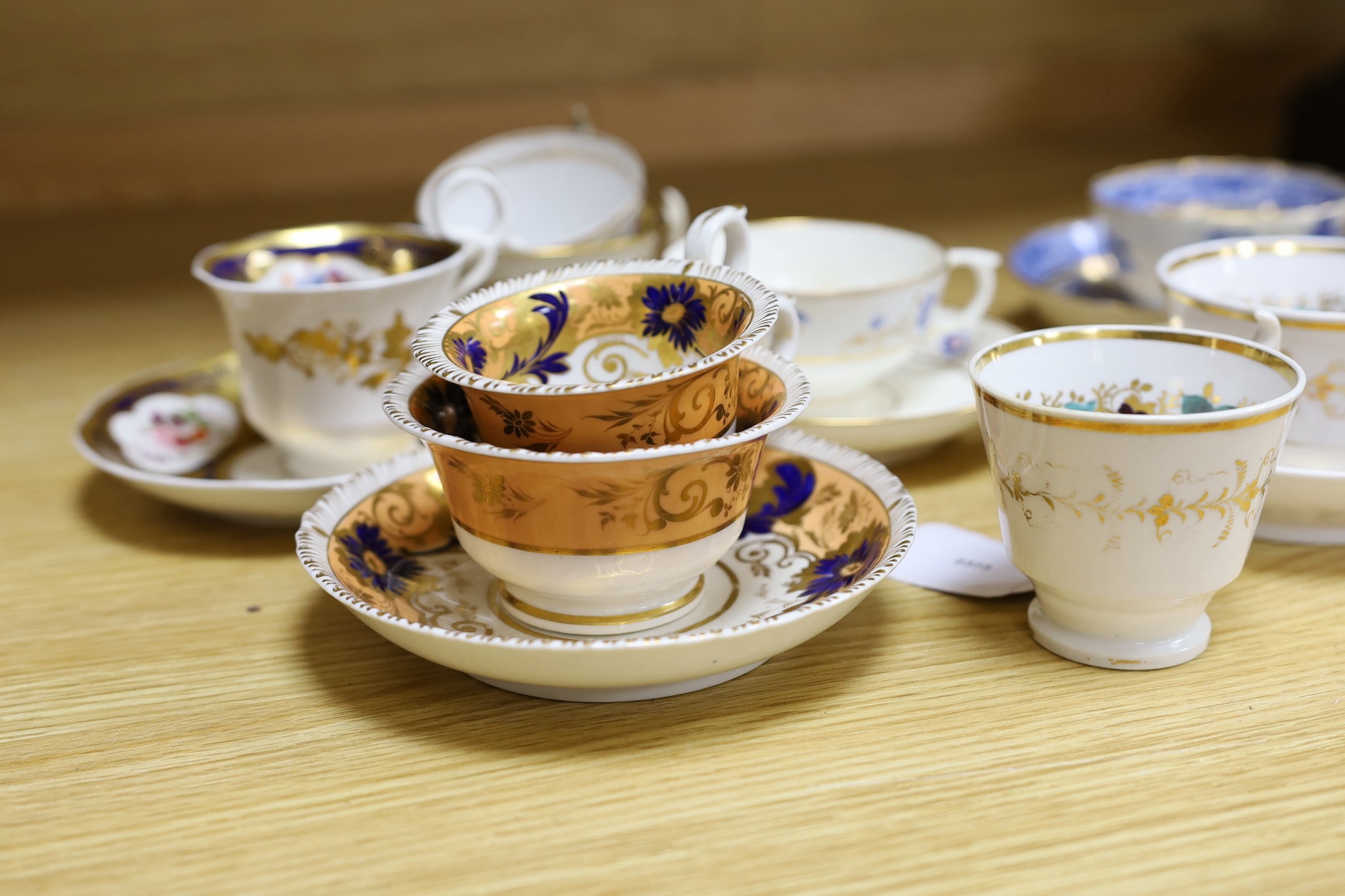 A Bloor Derby trio, a Charles Bourne trio, and other teaware